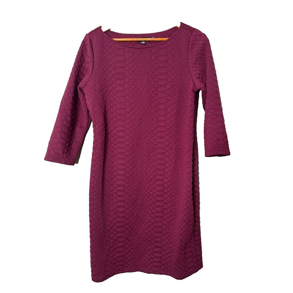 Sharagano Womens Size 12 Sheath Dress Pullover Burgundy Office Career 3/4 Sleeve - Picture 1 of 7